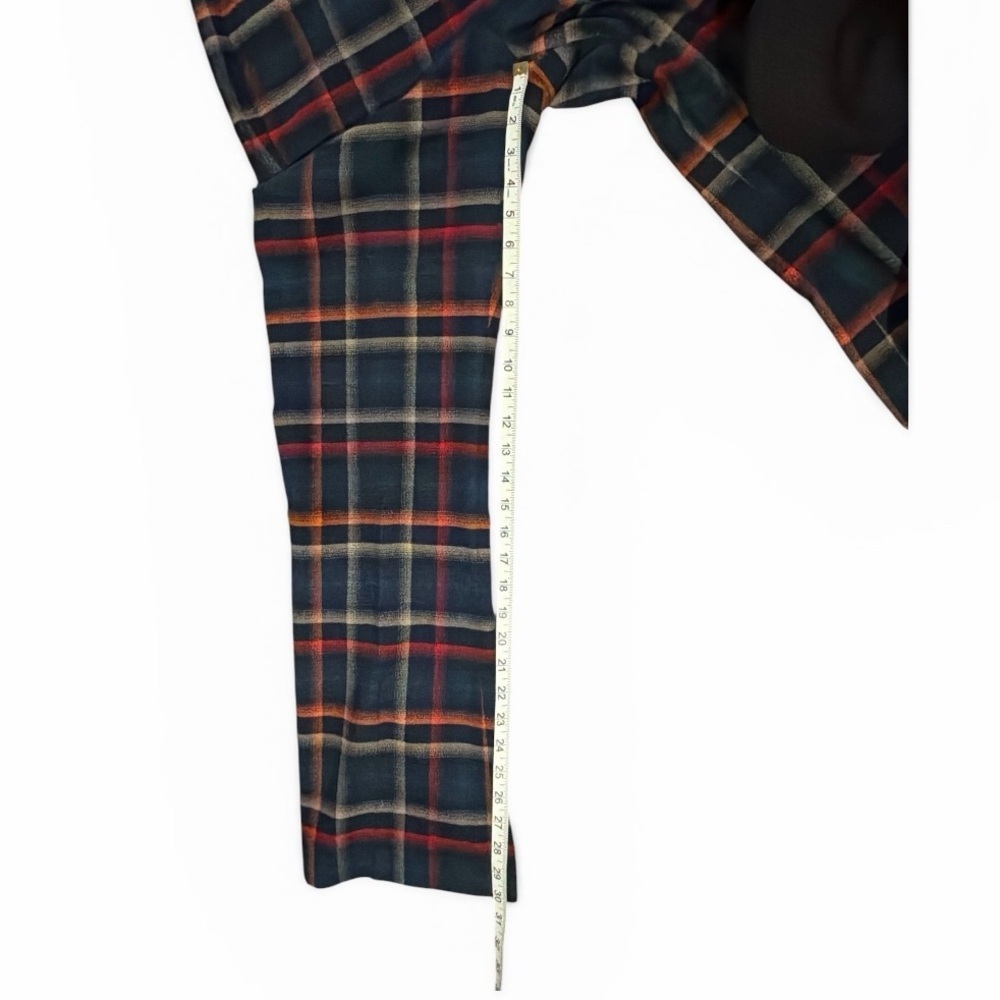 Halogen x Atlantic Pacific Plaid High Waist Flare Pants Button Detail Sz 6 - Picture 11 of 11